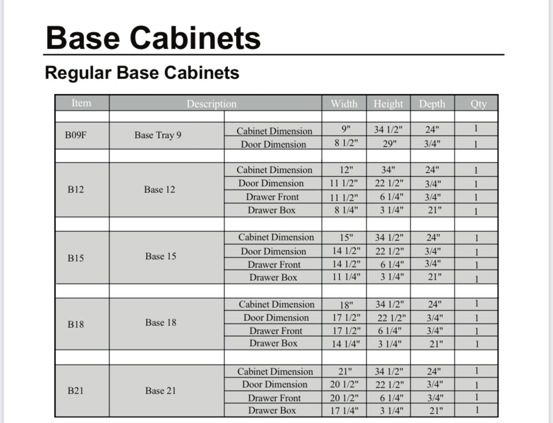 Single Door, Base Cabinet – Shaker Style