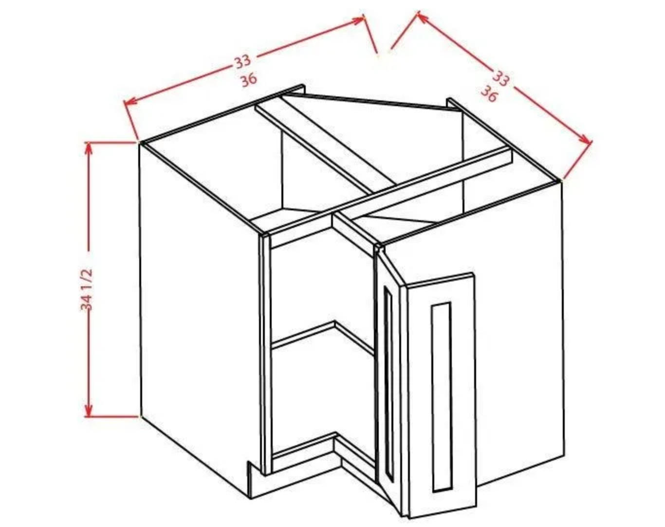 Lazy Susan, Base Cabinet – Shaker Style