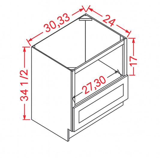 1 Drawer , Microwave  Base Cabinet – Shaker Style